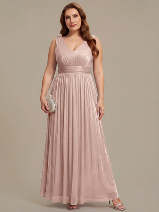 Strapless V-Neck Gathered A-Line Floor Length Evening Dresses