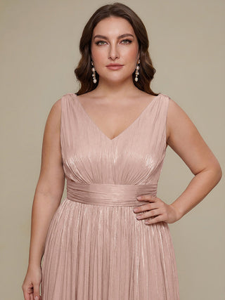 Strapless V-Neck Gathered A-Line Floor Length Evening Dresses