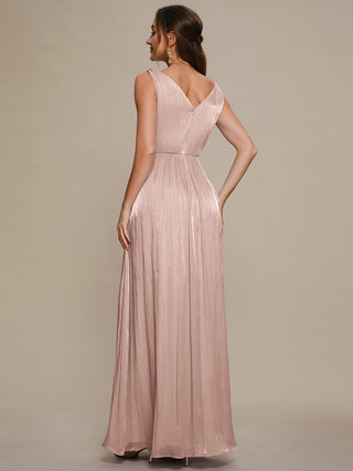 Strapless V-Neck Gathered A-Line Floor Length Evening Dresses