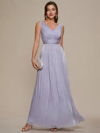 Strapless V-Neck Gathered A-Line Floor Length Evening Dresses
