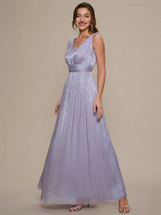Strapless V-Neck Gathered A-Line Floor Length Evening Dresses
