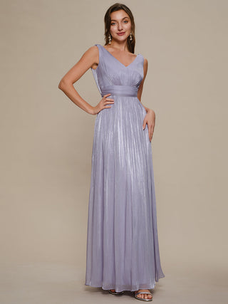 Strapless V-Neck Gathered A-Line Floor Length Evening Dresses