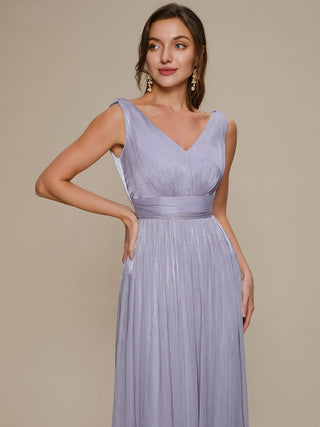 Strapless V-Neck Gathered A-Line Floor Length Evening Dresses