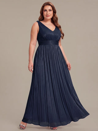 Strapless V-Neck Gathered A-Line Floor Length Evening Dresses