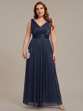 Strapless V-Neck Gathered A-Line Floor Length Evening Dresses
