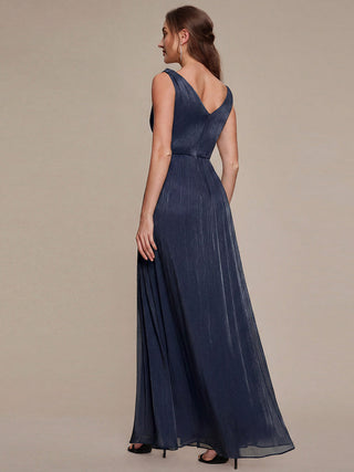Strapless V-Neck Gathered A-Line Floor Length Evening Dresses