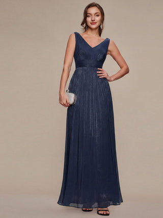 Strapless V-Neck Gathered A-Line Floor Length Evening Dresses