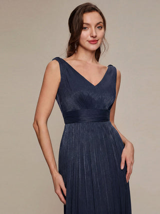 Strapless V-Neck Gathered A-Line Floor Length Evening Dresses