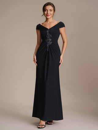Sleeveless Multi-way V-neck High Stretch Sheath Maxi Evening Dresses