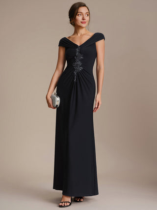 Sleeveless Multi-way V-neck High Stretch Sheath Maxi Evening Dresses