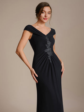 Sleeveless Multi-way V-neck High Stretch Sheath Maxi Evening Dresses