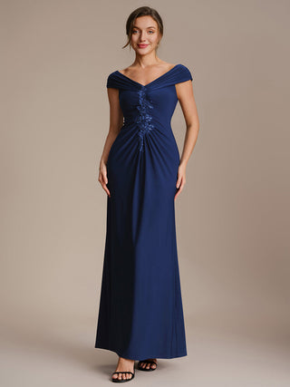 Sleeveless Multi-way V-neck High Stretch Sheath Maxi Evening Dresses