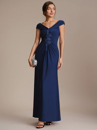 Sleeveless Multi-way V-neck High Stretch Sheath Maxi Evening Dresses
