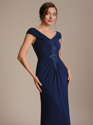 Sleeveless Multi-way V-neck High Stretch Sheath Maxi Evening Dresses