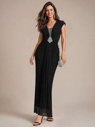 Tulle Cap Sleeve Bodycon Evening Dress