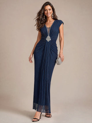 Tulle Cap Sleeve Bodycon Evening Dress