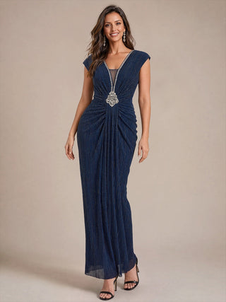 Tulle Cap Sleeve Bodycon Evening Dress