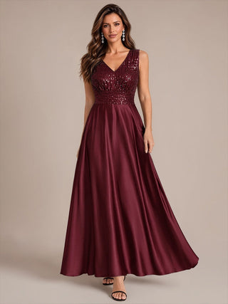 Sleeveless Sequin Maxi Length Evening Dresses