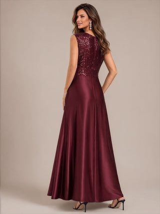 Sleeveless Sequin Maxi Length Evening Dresses