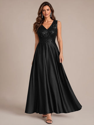 Sleeveless Sequin Maxi Length Evening Dresses