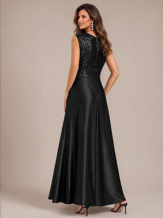 Sleeveless Sequin Maxi Length Evening Dresses