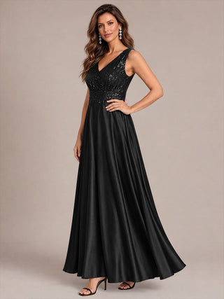 Sleeveless Sequin Maxi Length Evening Dresses