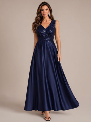 Sleeveless Sequin Maxi Length Evening Dresses