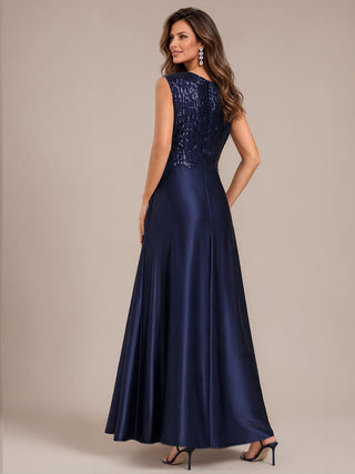Sleeveless Sequin Maxi Length Evening Dresses