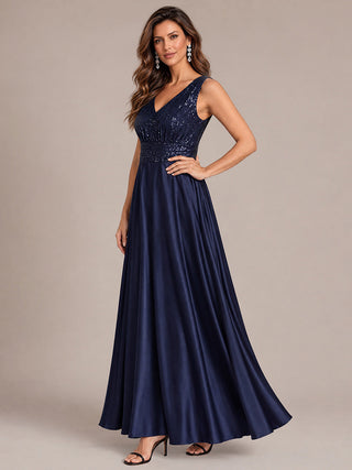 Sleeveless Sequin Maxi Length Evening Dresses