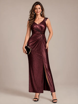 Sleeveless Sequin V-Neck Maxi Bodycon Evening Dress