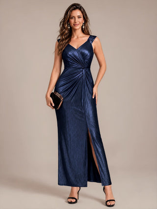 Sleeveless Sequin V-Neck Maxi Bodycon Evening Dress