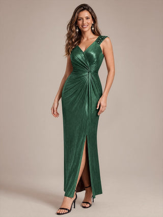 Sleeveless Sequin V-Neck Maxi Bodycon Evening Dress