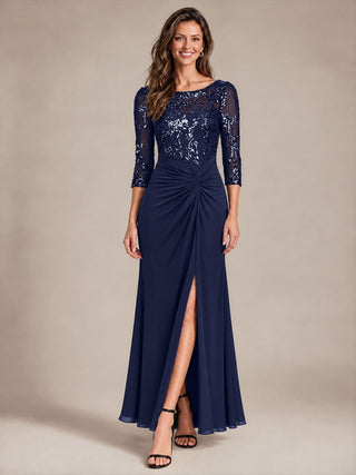 Fitted Sleeve Jersey Sheath Maxi Evening Dress