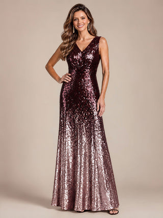 Sequins V-Neck Sleeveless Evening Dresses