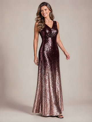 Sequins V-Neck Sleeveless Evening Dresses