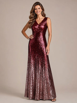 Sequins V-Neck Sleeveless Evening Dresses
