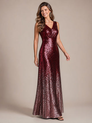 Sequins V-Neck Sleeveless Evening Dresses