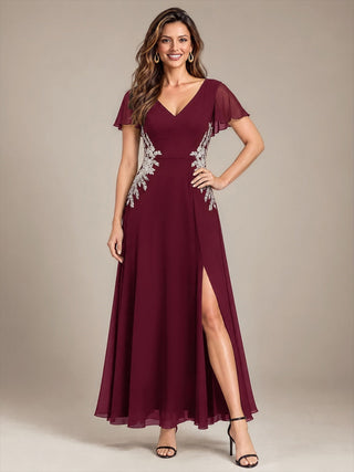 Chiffon V-Neck Evening Dresses