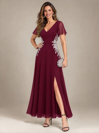Chiffon V-Neck Evening Dresses