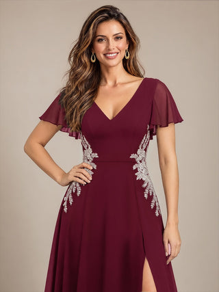 Chiffon V-Neck Evening Dresses