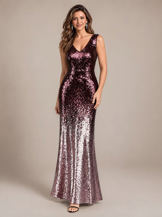 Sequins V-Neck Sleeveless Mermaid Evening Dresses