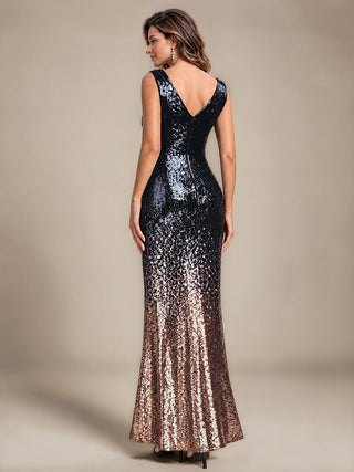 Sequins V-Neck Sleeveless Mermaid Evening Dresses