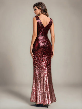 Sequins V-Neck Sleeveless Mermaid Evening Dresses