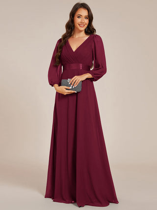 Classical Floor Length Long Sleeves Empire Waist Chiffon Evening Dresses