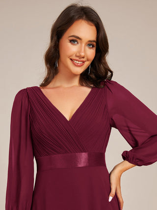 Classical Floor Length Long Sleeves Empire Waist Chiffon Evening Dresses