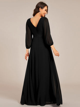 Classical Floor Length Long Sleeves Empire Waist Chiffon Evening Dresses