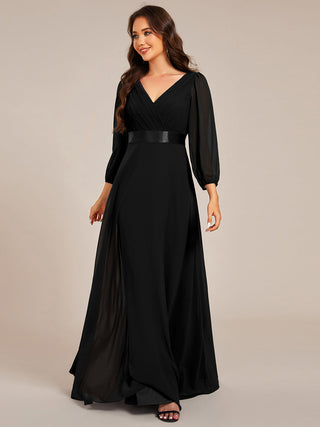 Classical Floor Length Long Sleeves Empire Waist Chiffon Evening Dresses