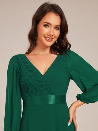 Classical Floor Length Long Sleeves Empire Waist Chiffon Evening Dresses