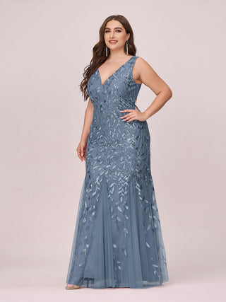 Strapless Deep V-Neck Sequin Fishtail Maxi Evening Dresses