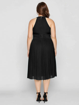 Slightly Stretchy Halter Neck Sleeveless A-Line Midi Evening Dresses
